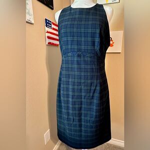 Banana Republic Blue Check Midi Dress – Size 12 (New, No Tags)